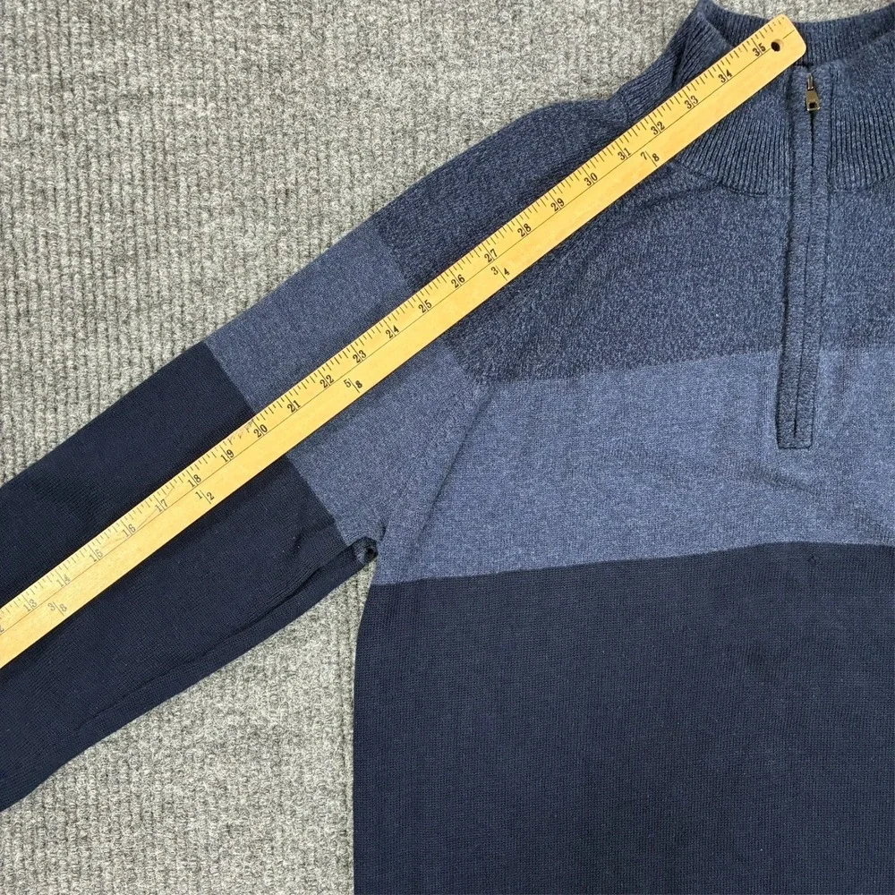 Calvin Klein Mens Size XL Quarter Zip Mock Neck Knit Sweater Blue Pullover